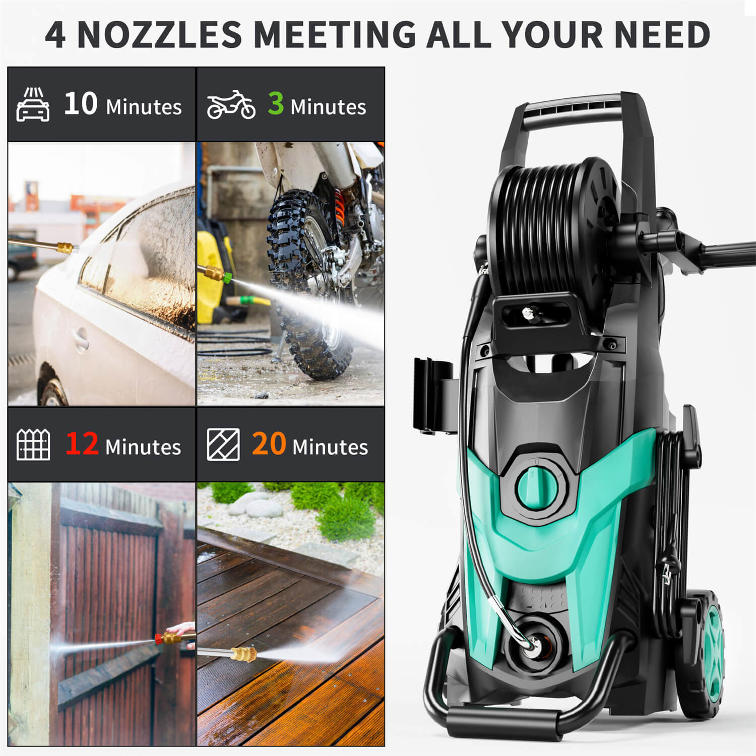 Electric Pressure Washer 4500 PSI 3.2 GPM Power Washer with 23ft Hose