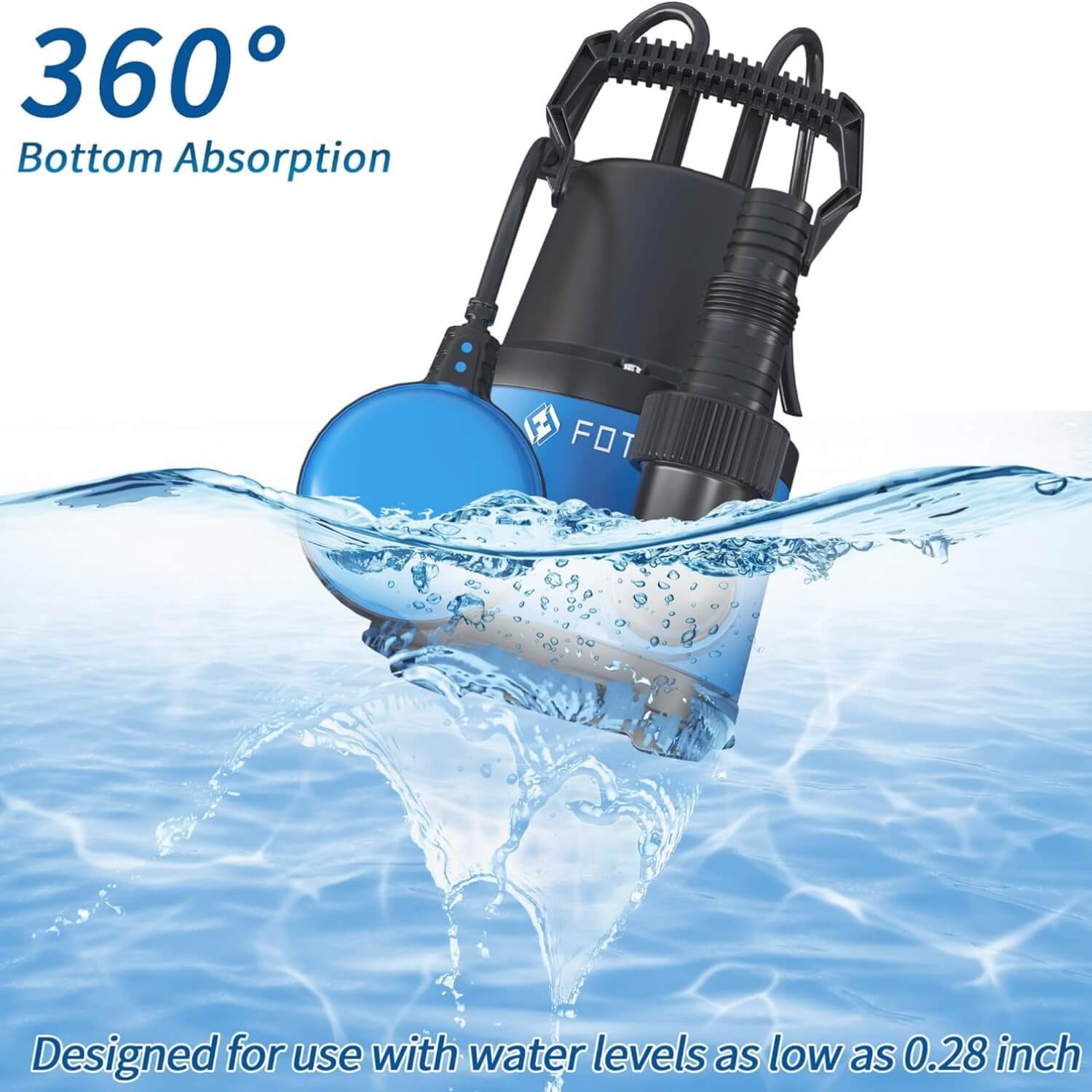Foting 1/2HP 2535GPH Submersible Sump Pump Portable Clean/Dirty Water Pump