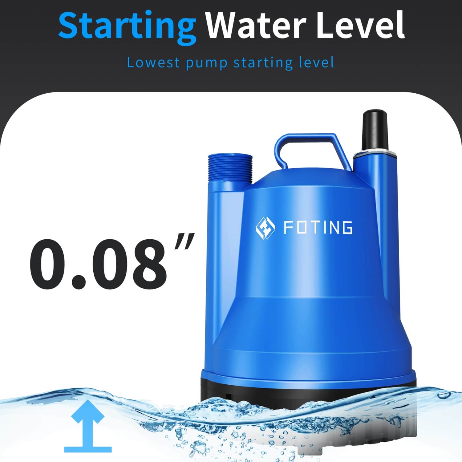 Foting 1/4HP 1676GPH Submersible Sump Pump Portable Clean/Dirty Water Pump