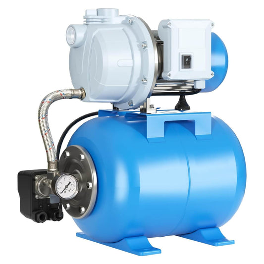 Submersible Shallow Well Pump 1.5HP with Pressure Tank for House 1340GPH