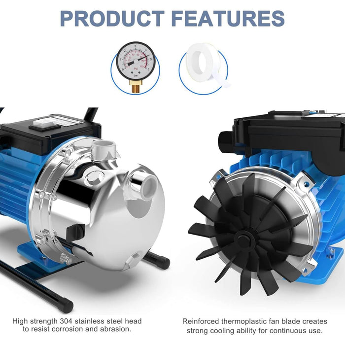 Submersible Shallow Well Pump 1.6HP with Pressure Tank for House 1215GPH 