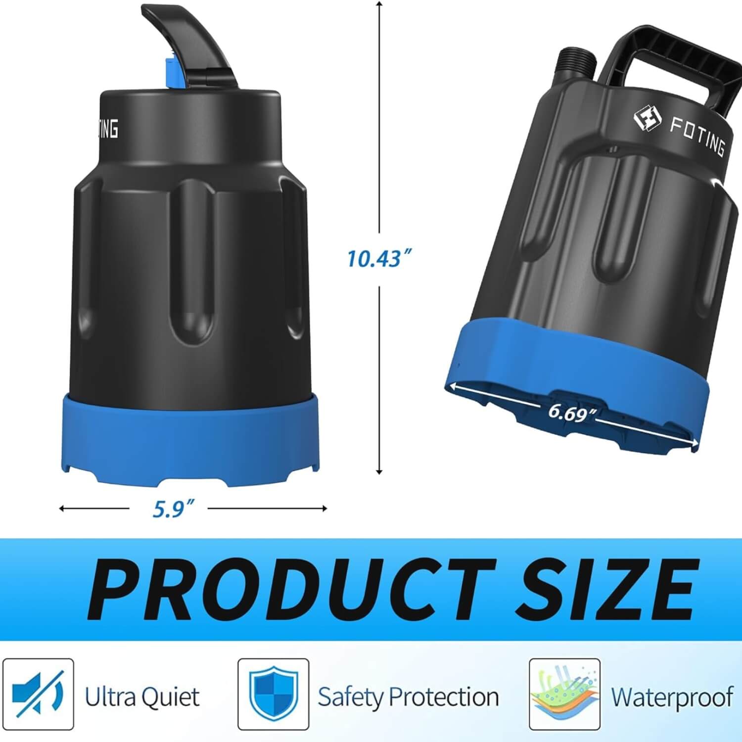 Submersible Sump Pump 1/2HP Electric Utility Water Pump Portable 1860GPH