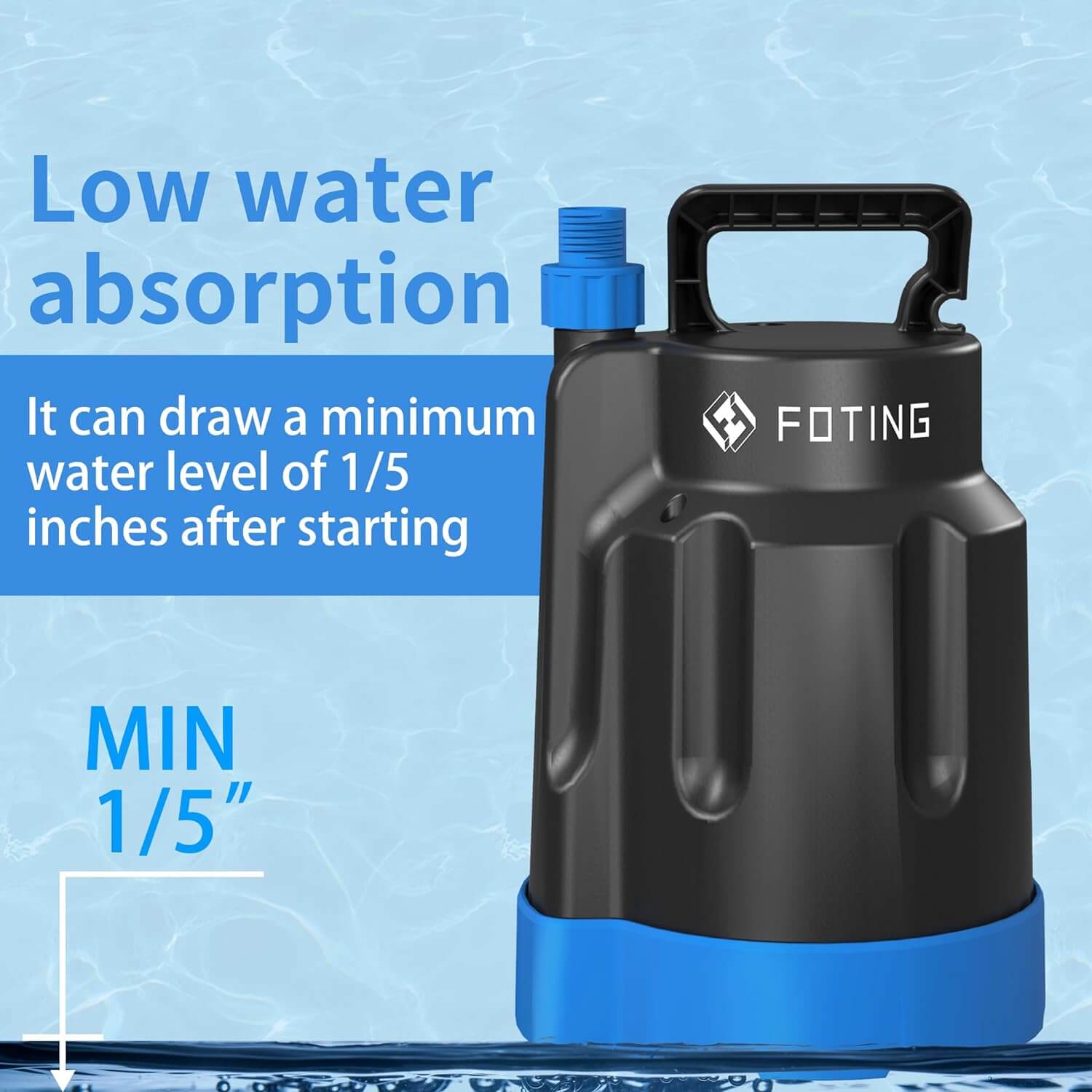 Submersible Sump Pump 1/2HP Electric Utility Water Pump Portable 1860GPH