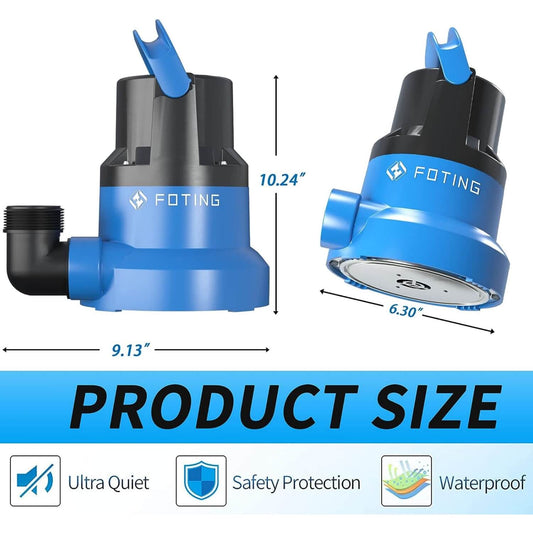 Submersible Sump Pump 1/2HP Electric Utility Water Pump Portable 1937GPH