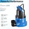 Submersible Sump Pump 1/2HP Electric Utility Water Pump Portable 1937GPH
