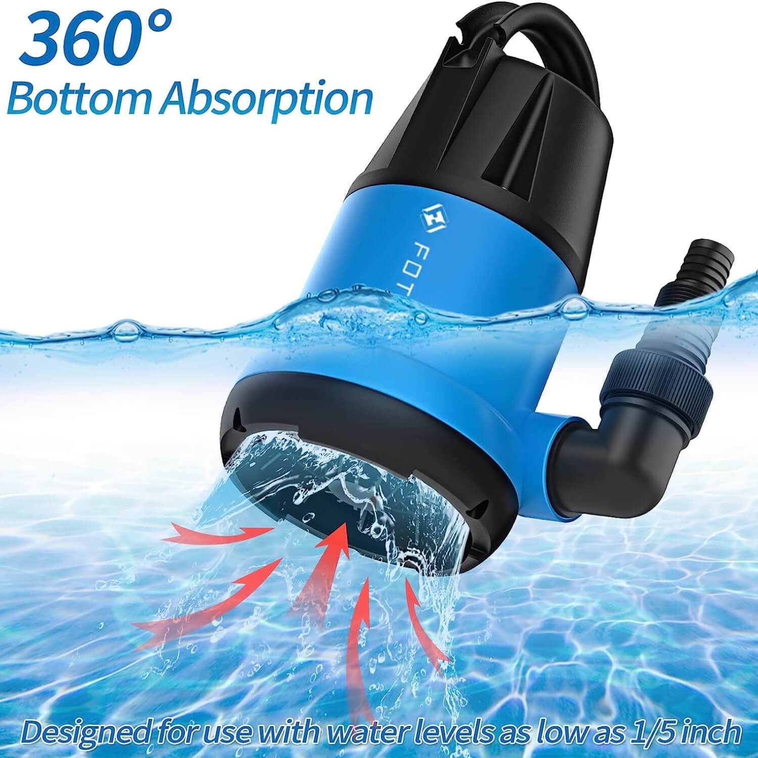 Submersible Sump Pump 1HP Drainage Pump Portable for Basement Pond 3960GPH