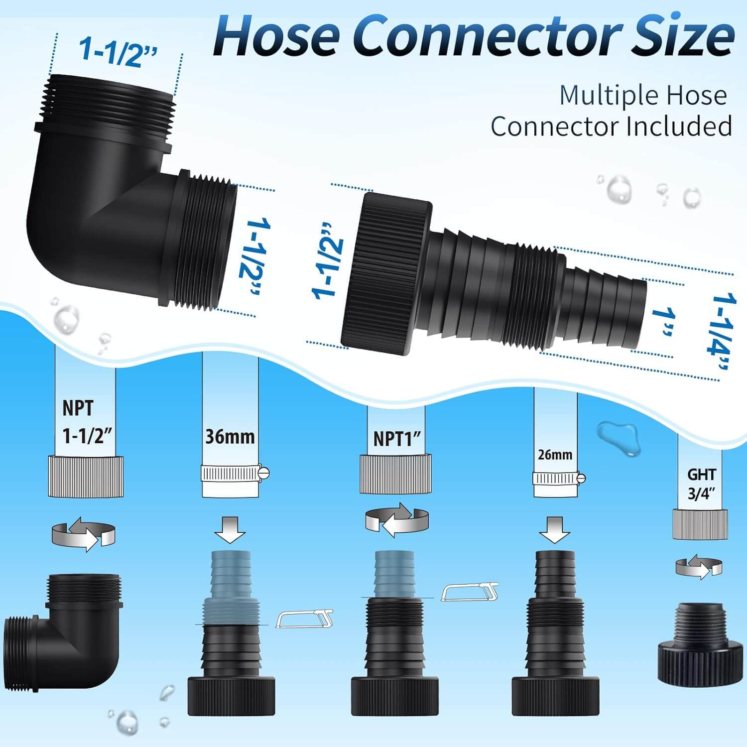 Submersible Sump Pump 1HP Drainage Pump Portable for Basement Pond 3960GPH